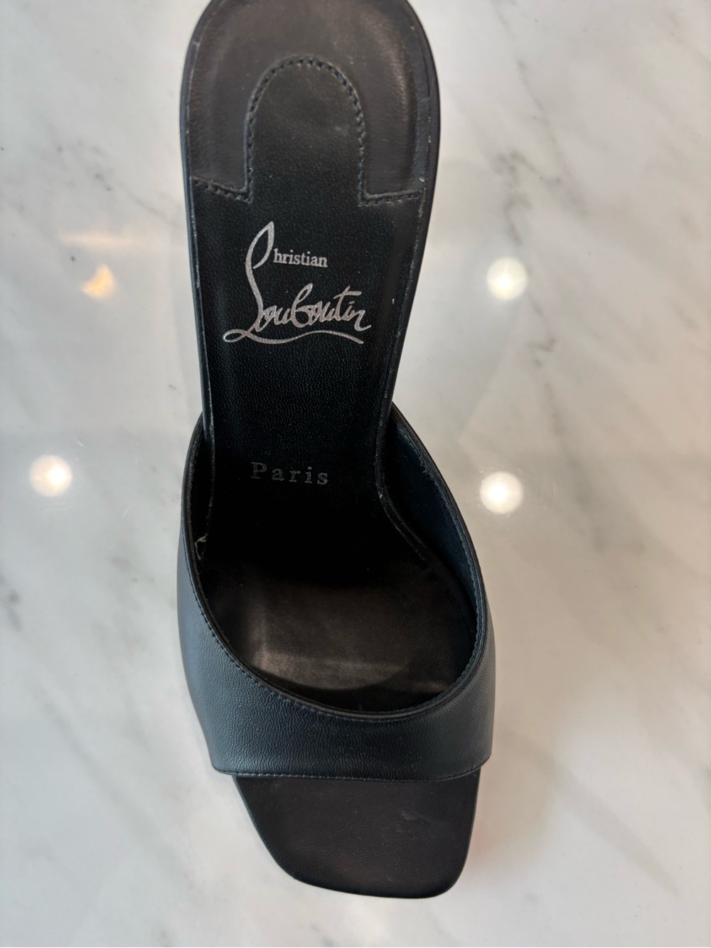 Christian Louboutin Black Leather Slide Mule WORN ONCE